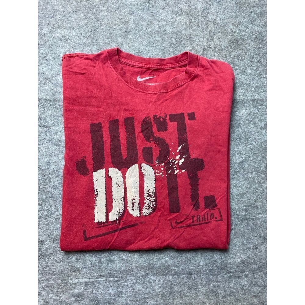Nike Shirt Mens Medium Red Just Do It Straight Fit Cotton Athletic Tee